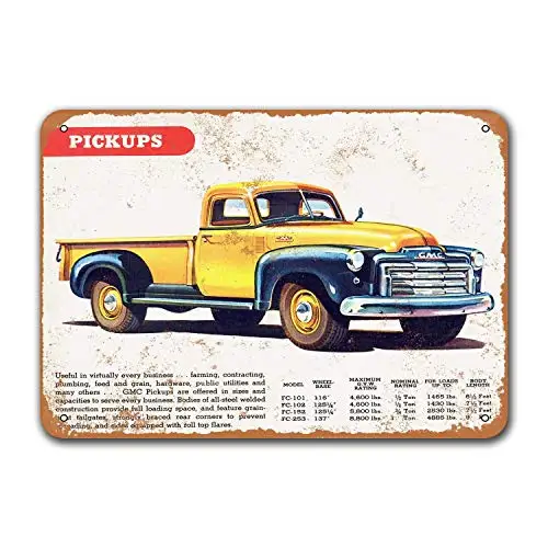 

1947 GMC Pickup Trucks Tin Metal Signs Vintage Cars, Plaques Poster Man Cave Pub Retro Wall Decor 12x8 inch