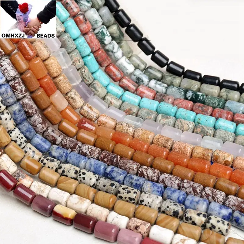 

OMH Wholesale JD253 8*12mm Jewelry DIY Making Bracelet Necklace Natural AAA Agate Pink Quartz Turquoise Loose Spacer Beads
