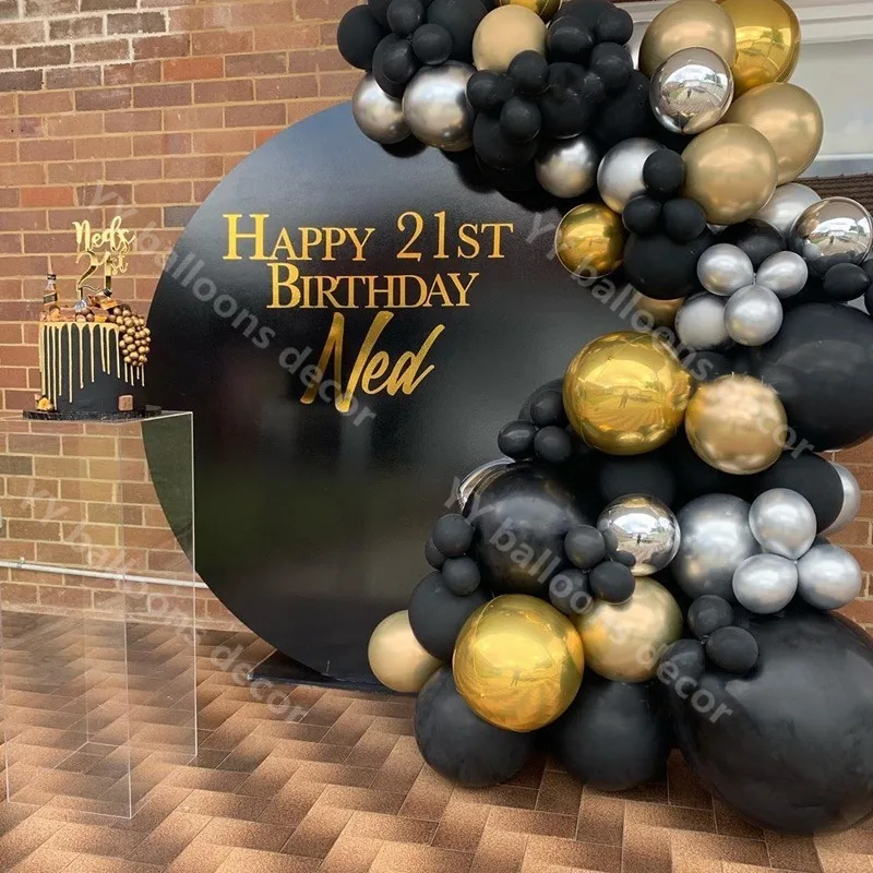 50pcs DIY Black Balloons Flashing Metallic 5/10/18 Inch Latex Golden Sliver Balloon Wedding Birthday Party Decoration | Дом и сад