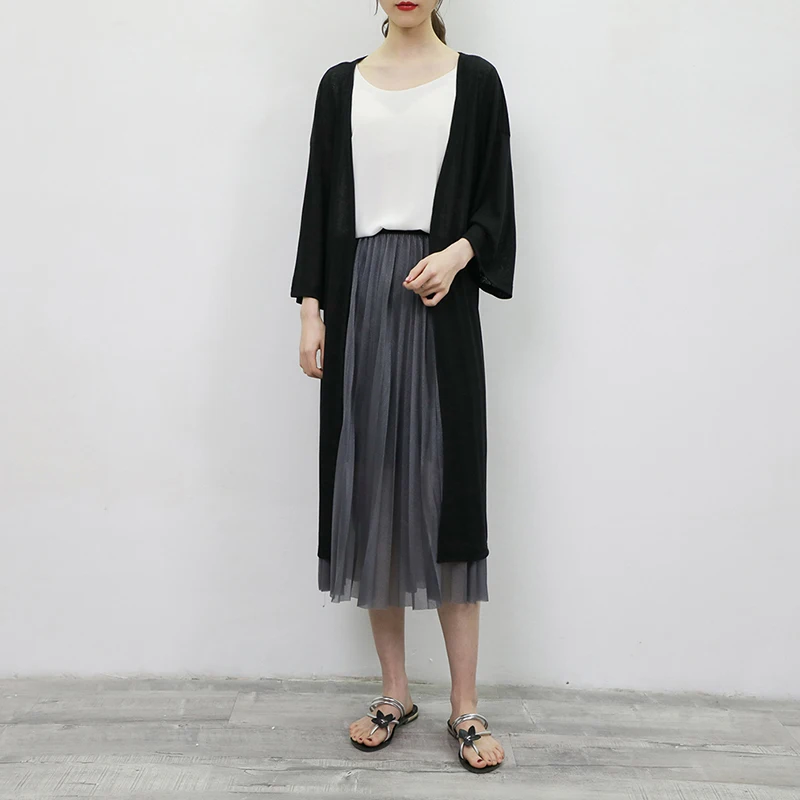 Открытый стежок длинный рукав модал сплошной цвет накидка шаль куртки Лето Весна