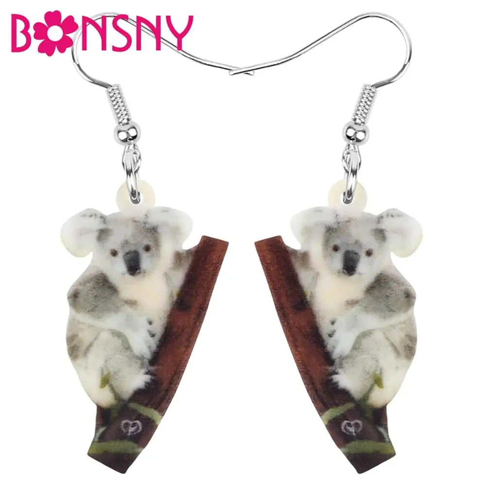 Акриловые серьги Bonsny в стиле коала Висячие ювелирные изделия виде животных для