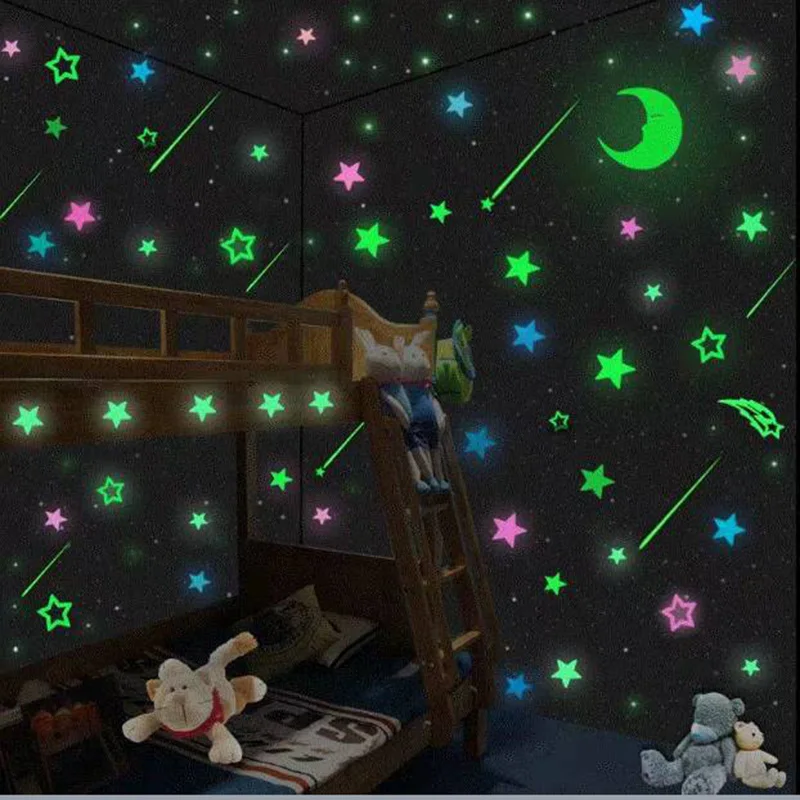3D звезды светящиеся наклейки для детской комнаты флуоресцентные настенные