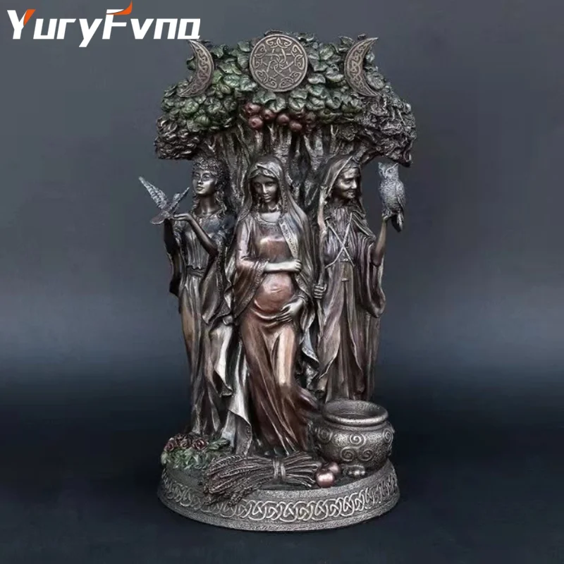 YuryFvna-estatua de resina, figura de escultura de resina de 16cm, religi&oacute;n de Grecia, diosa Triple celta, madre Maiden y the Crone-4