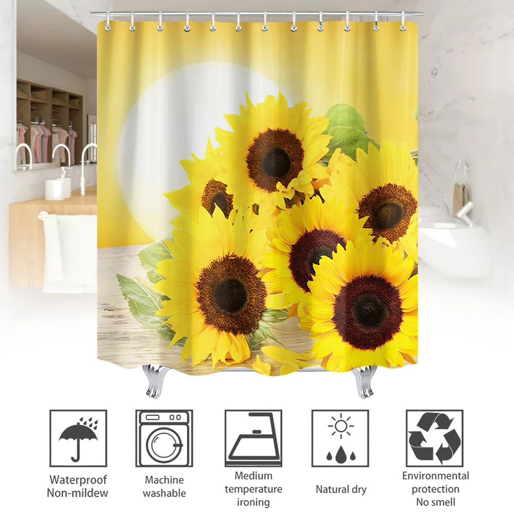 

Tropical Garden Flowers Scenery Shower Curtains Bath Curtain Waterproof Bathroom Home Decor Washable Fabric Bathroom Screens