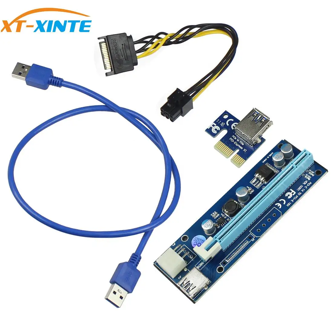 PCI-E Raiser PCI E Express 1X To 16X Riser Card USB 3 0 SATA до 6Pin кабель питания адаптер для расширения