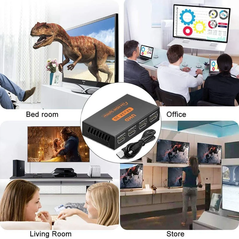 HDMI совместимый сплиттер 1 в 4 выхода 4K поддерживает Full HD 1080P переключатель для ПК DVD