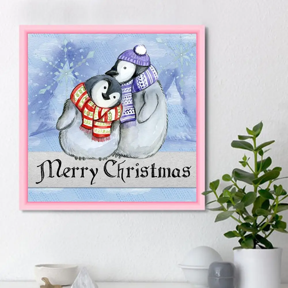 Картина с бриллиантами полная дрель волк 5D вышивка пингвин рождественские