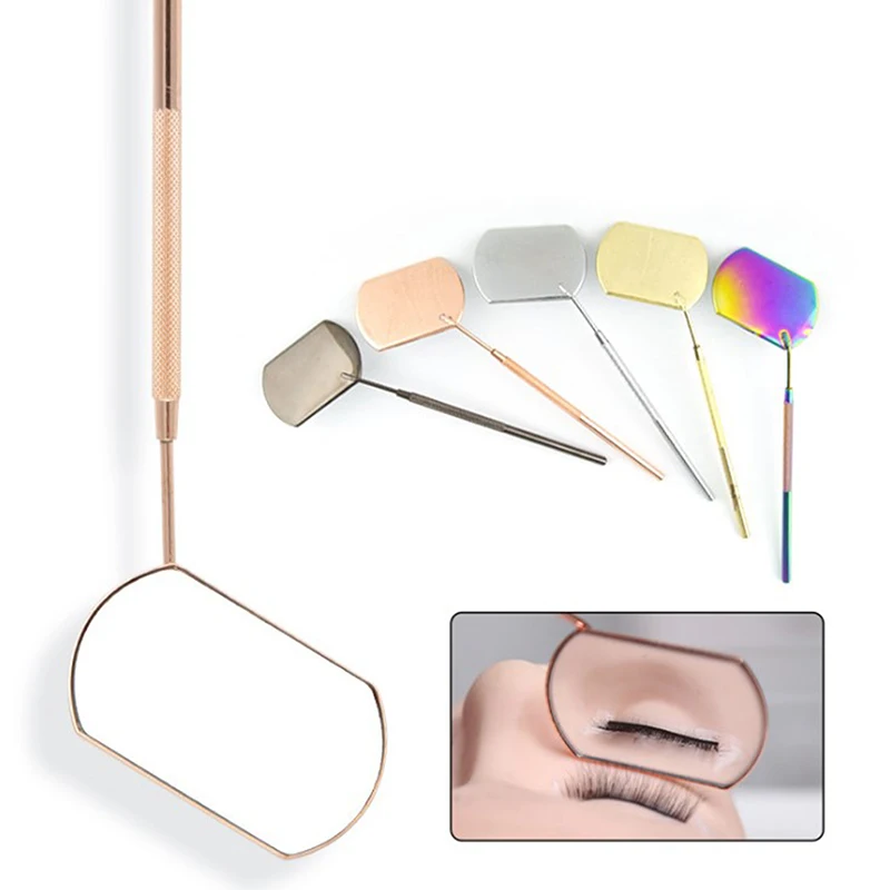 1PC Eyelash Inspection Mirror Makeup Mirror Lash Check Mirror Stainless Steel Moon Shape Beauty Lash Extension Eyes Makeup Tool