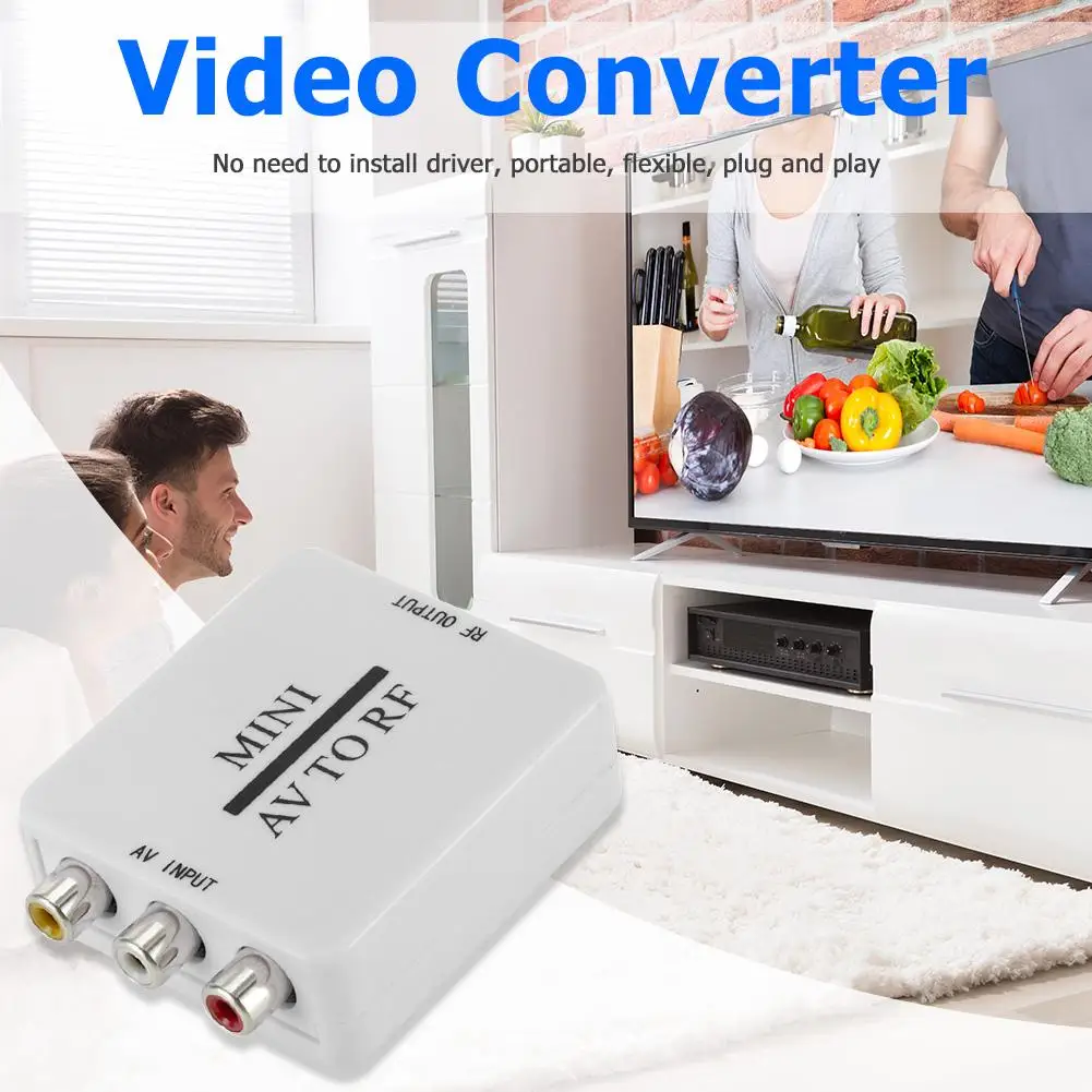 Видеоадаптер RCA AV CVSB/RF Поддержка 67 25/61 25 МГц с переключателем для ТВ компактный и