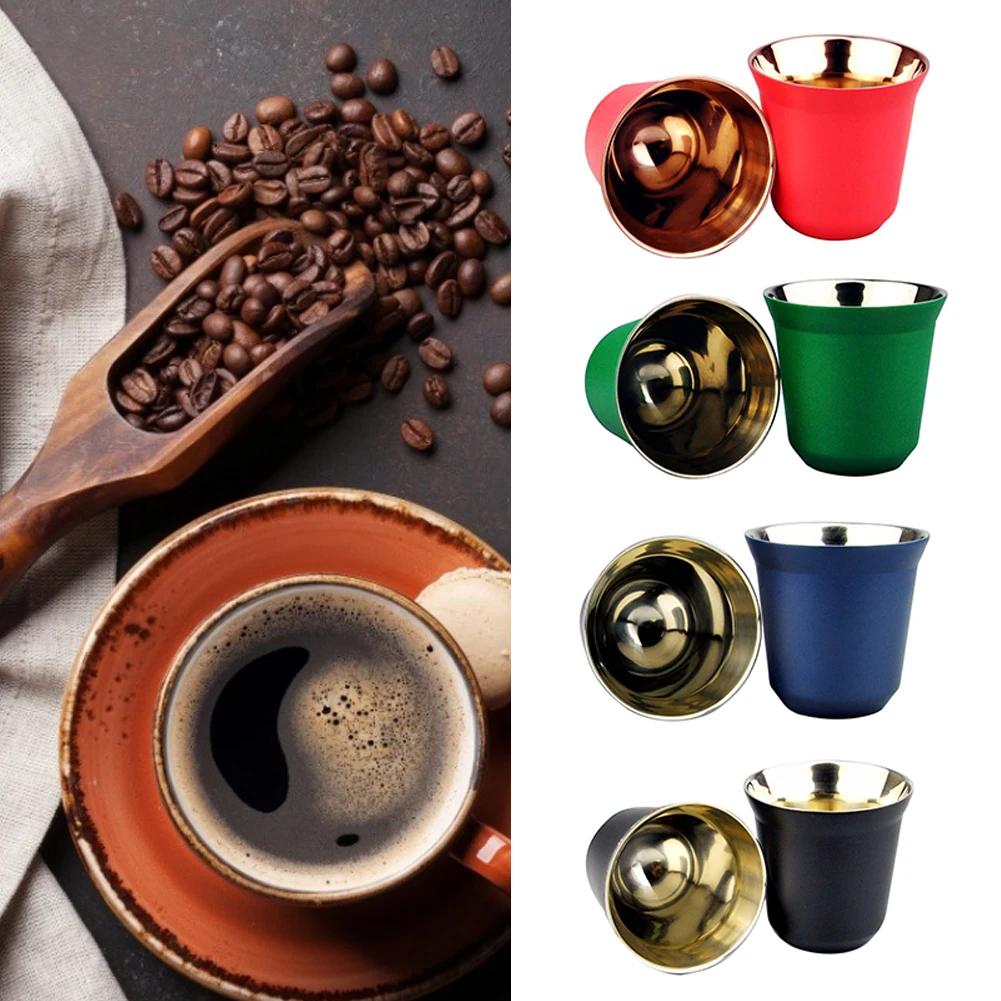 

80ml Double Wall Stainless Steel Espresso Cup Insulation Nespresso Pixie Coffee Cup Capsule Shape Cute Thermo Cup Coffee Mugs