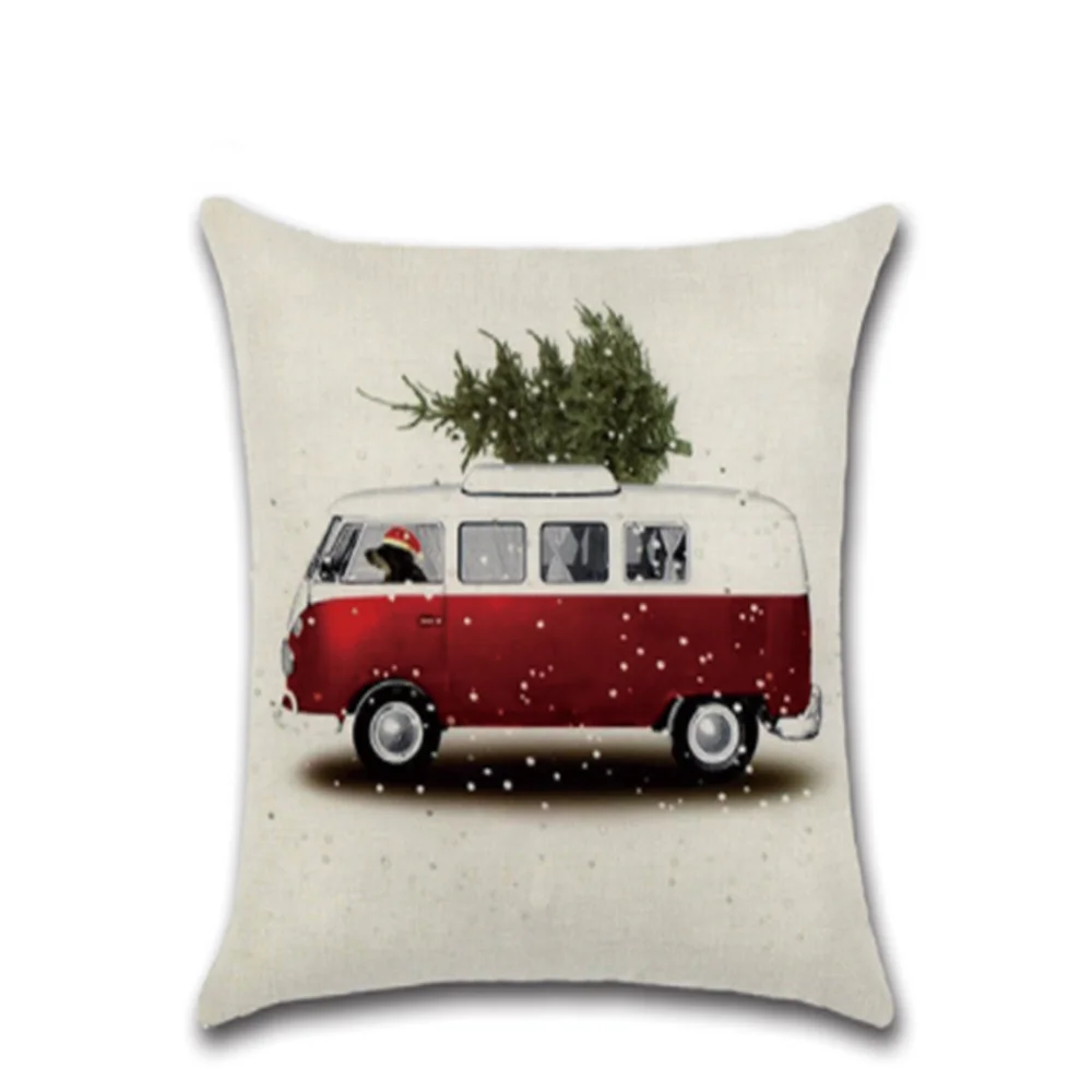 6 шт. Новогодняя и Рождественская Подушка льняная Наволочка на елку Мультяшные