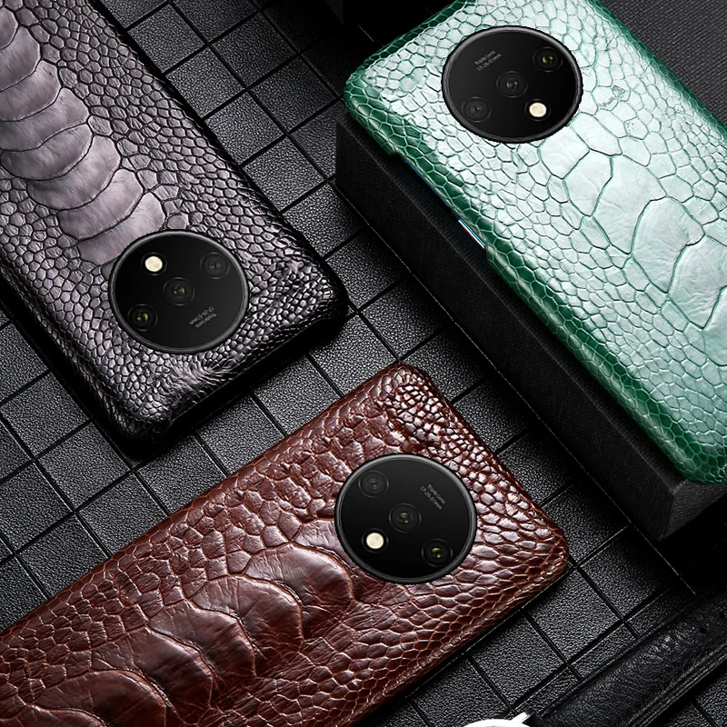 Роскошный чехол для телефона из натуральной кожи страуса Oneplus 7T 7 Pro 6 6T 7TPRO 9 задняя