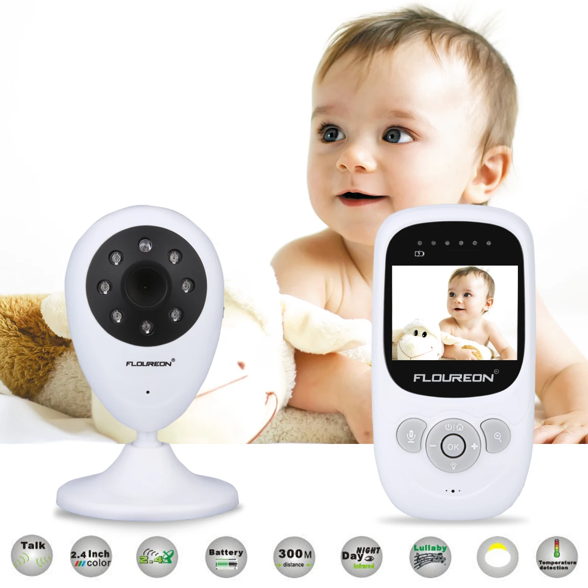 Беспроводной 2 4 монитор GHz Baby LCD Видео няня камера безопасности температурный