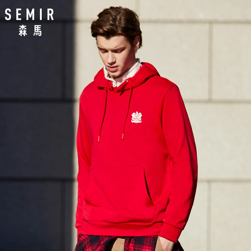 SEMIR Для мужчин Толстовка с капюшоном и вышивкой Цвет пуловер карманом-кенгуру