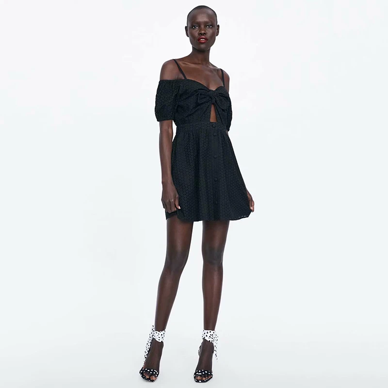 ZA Новое модное платье 2020 женское Короткое сексуальное без рукавов на бретельках