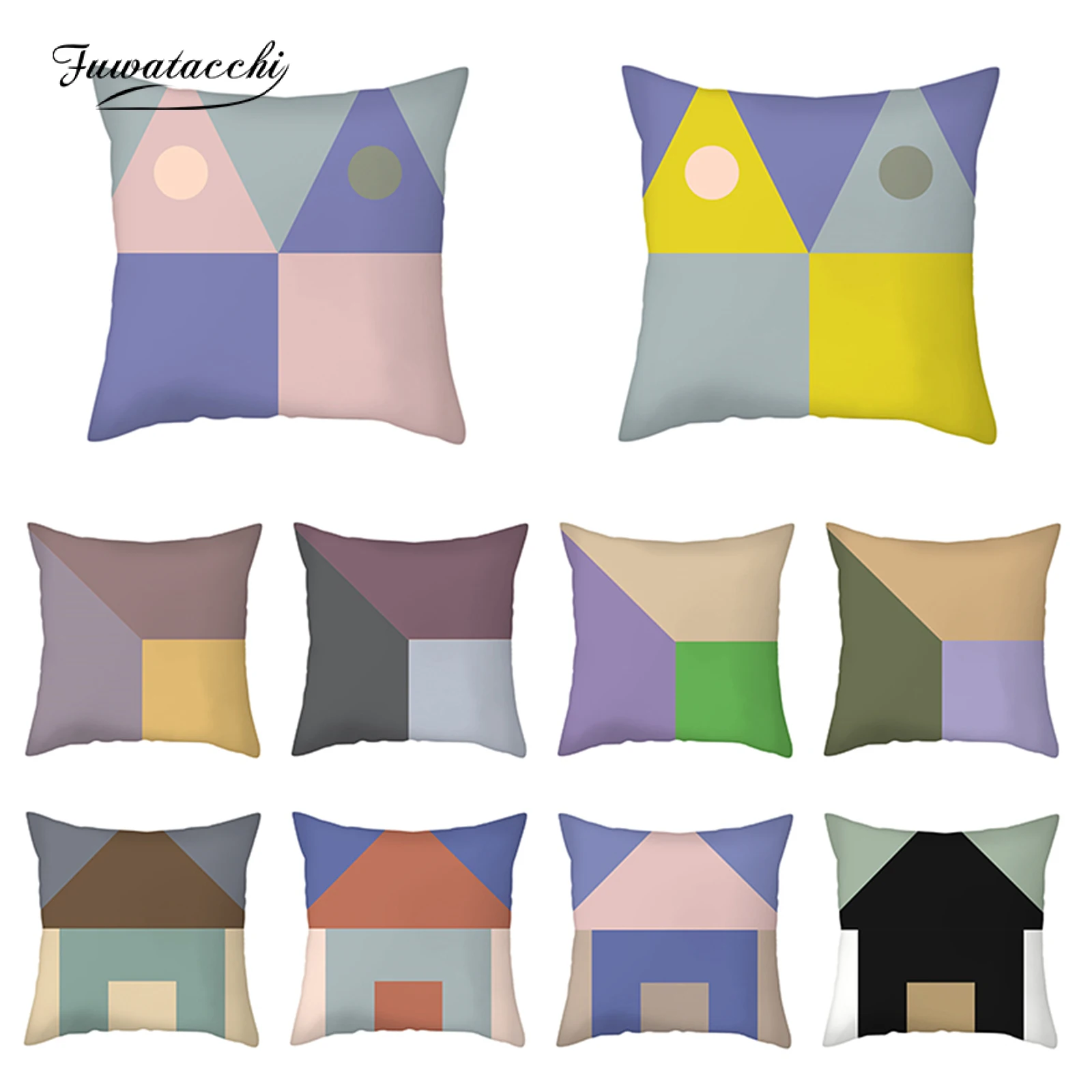 

Fuwatacchi Geometric Cushion Cover Pillowcase Bedroom Decoration Polyester Sofa Chair Couch Throw Pillow Cover Home Decor 45X45