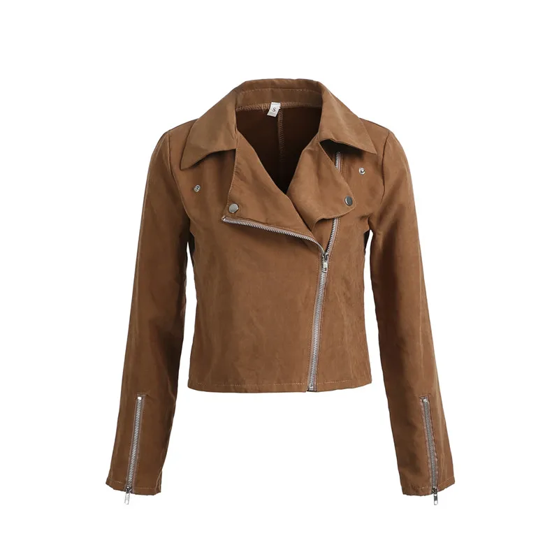 Женское кожаное пальто на молнии повседневное с длинным рукавом|Женские куртки| |