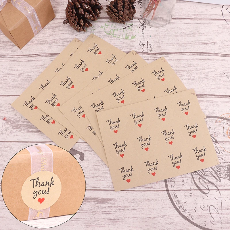 60Pcs &quotThank You&quot Craft Packaging Seals Round Natural Kraft Sealing Sticker Label Gift For DIY Wedding Party Decoration | Дом и сад