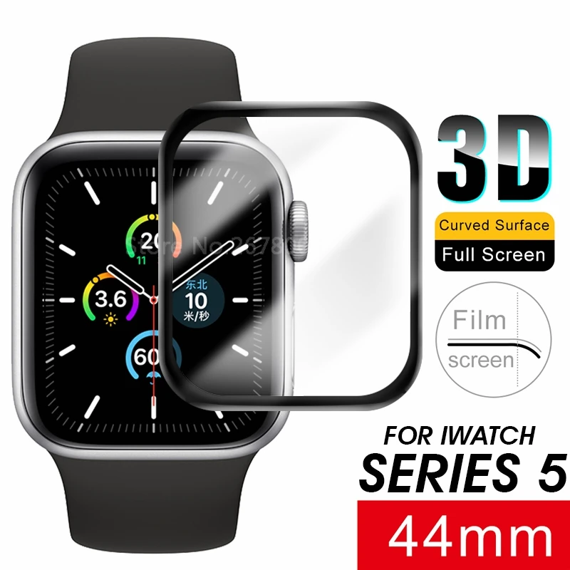 44mm 3D Полностью закаленное стекло для Apple Watch Series 5 40 44 мм защита экрана 3D Премиум взрывозащищенное стекло для iwatch 40 44 мм - Цвет: 44mm