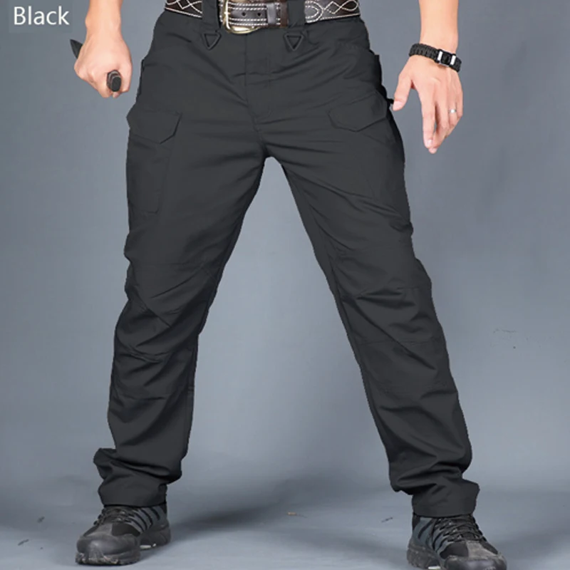 Мужские тактические брюки-карго однотонные штаны до колена в стиле милитари