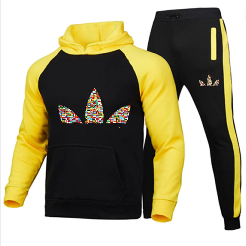 

Tracksuit Men's Hoodie suit fashion brand print autumn casual Hoodie+pants men suit sports two piece Men Clothes Sportswear Sets