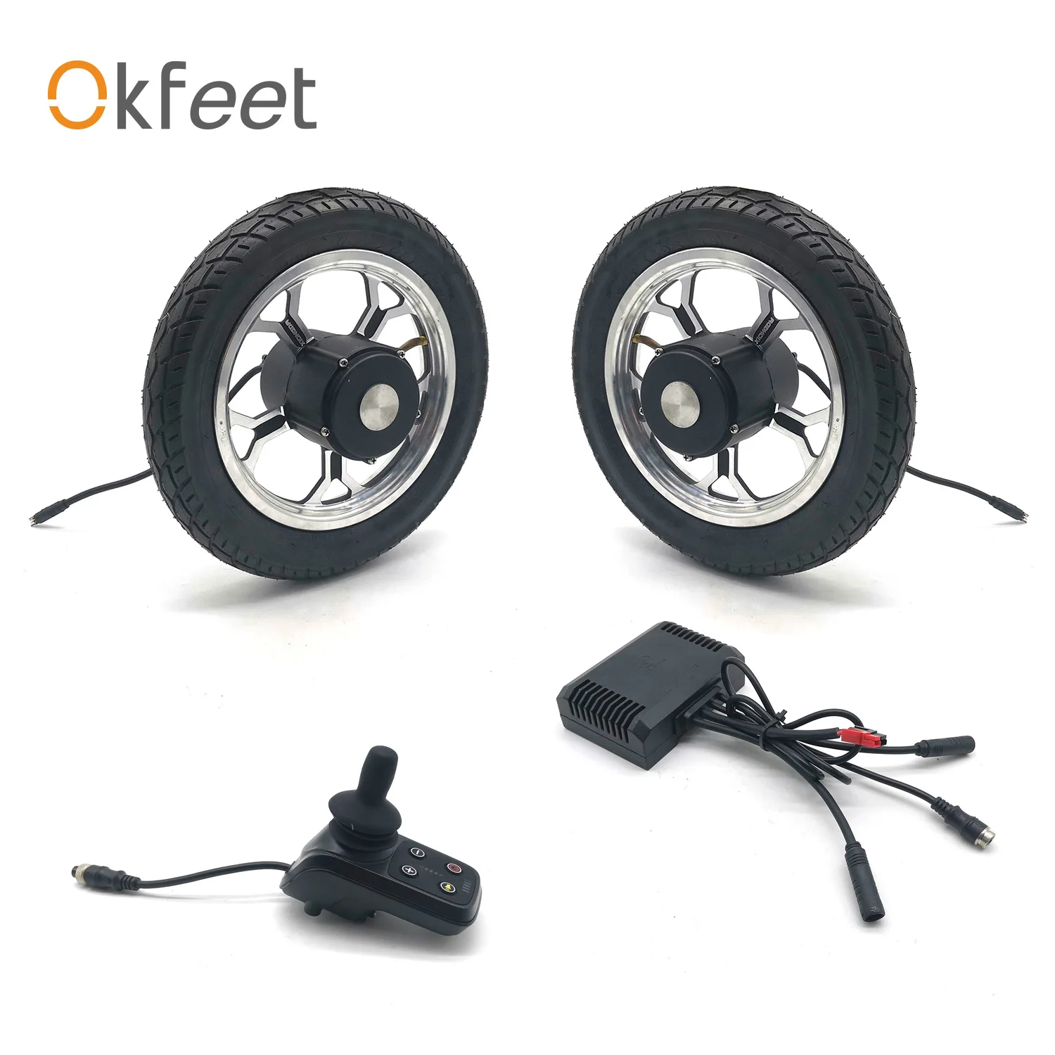 Okfeet электрическая инвалидная коляска конверсионный комплект без батареи двойные двигатели инвалидная коляска модификация