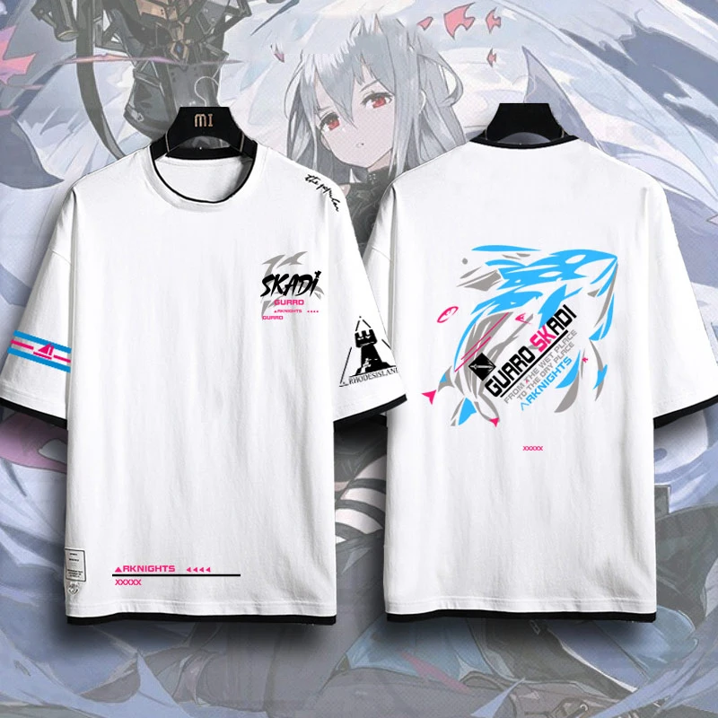 Футболка с капюшоном и коротким рукавом Game Arknights Skadi корейский стиль для косплея