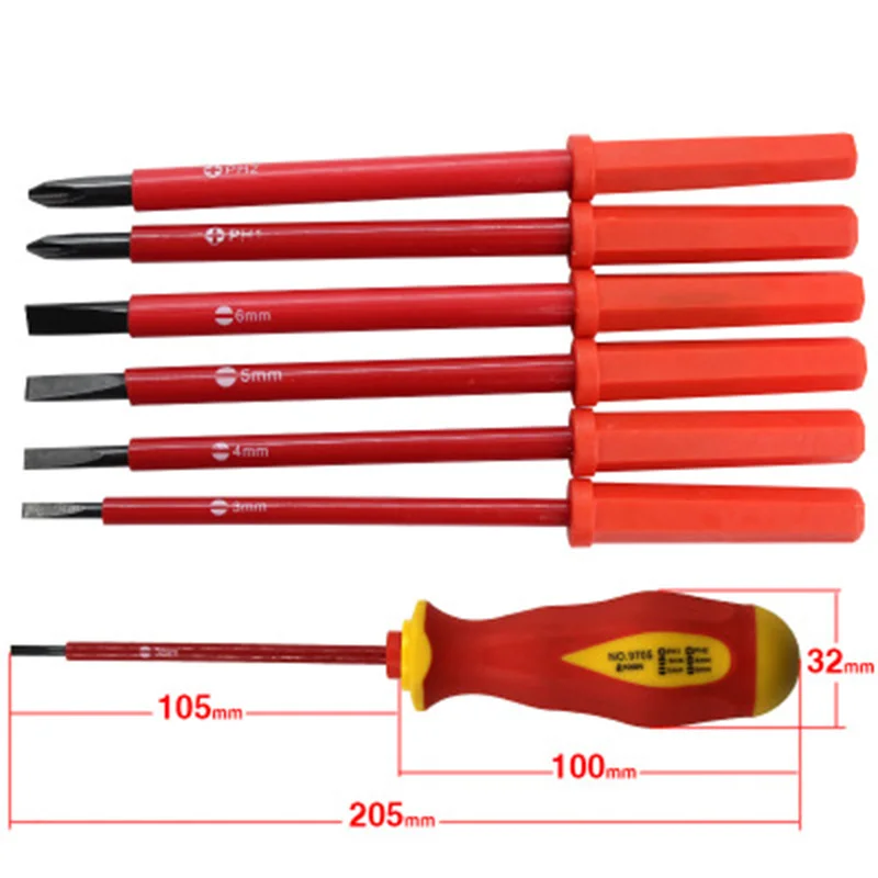 

7pcs Electricians Insulated Electrical Dual Head Electrical Hand Tool Screwdriver Tool Kit Opening Repair Precision Tool Set