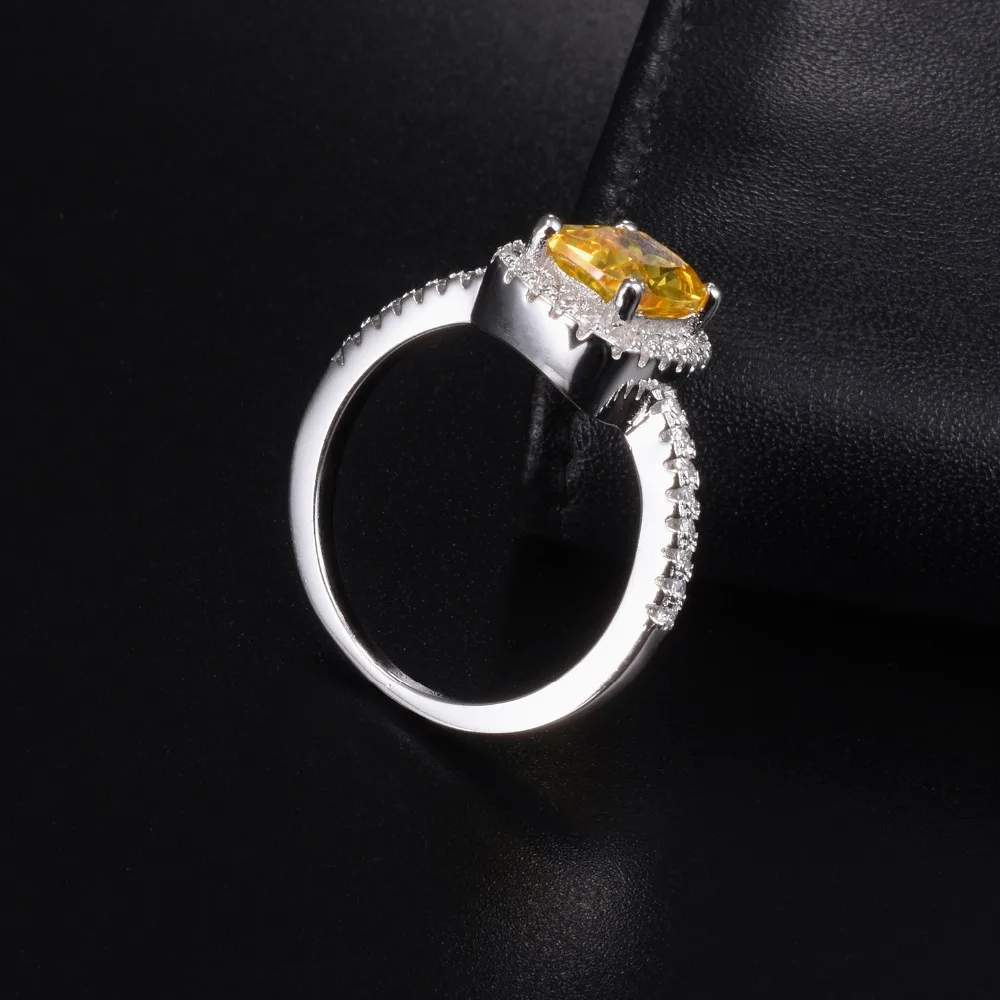 Настоящее Серебро s925 пробы Свадебные Кольца для женщин принцесса cut Желтый 5a CZ
