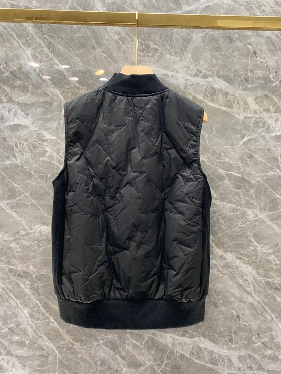 

2020 autumn and winter new women's stand-up collar color matching stitching sleeveless decorative vest 1007
