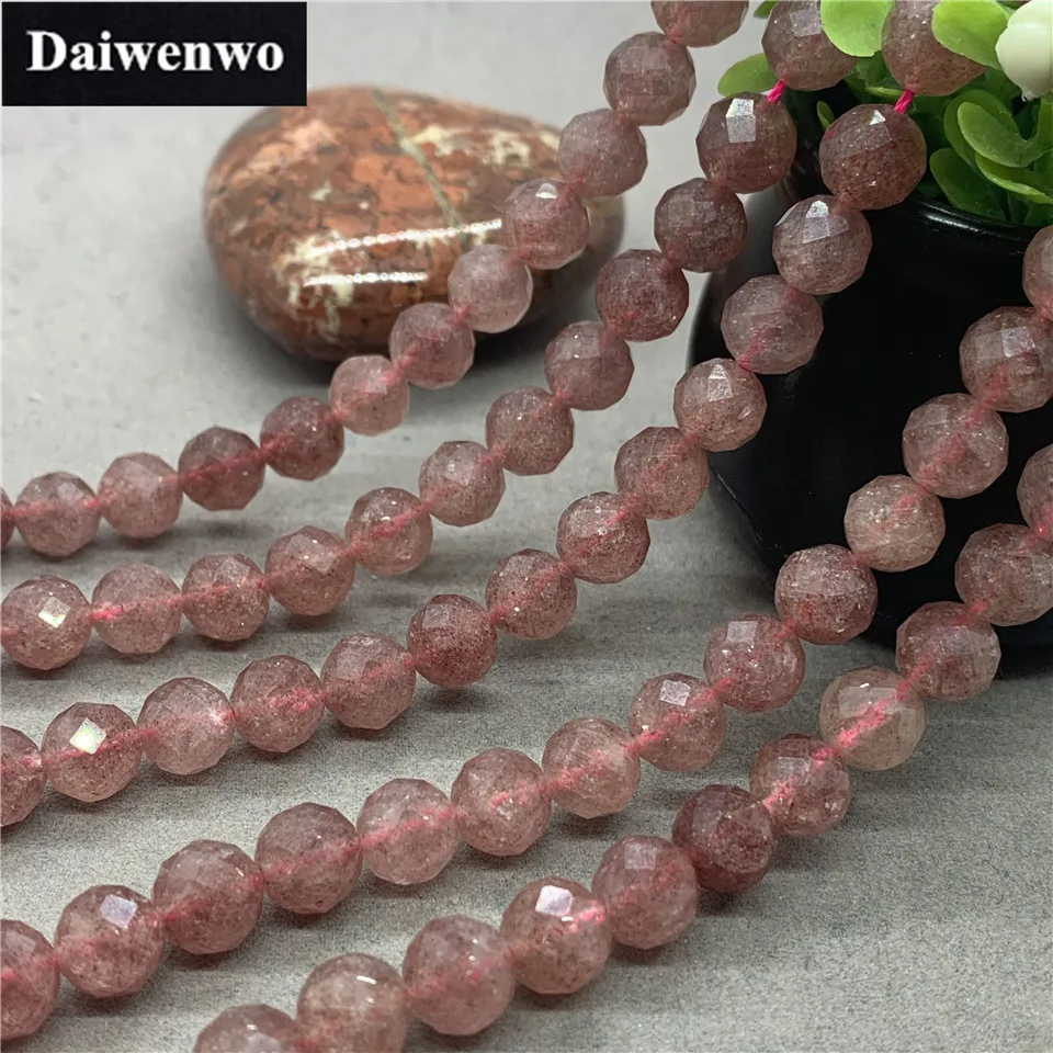 

Strawberry Quartz Beads 6-10mm Faceted Natural Stone Cut Loose Gem DIY Jewelry