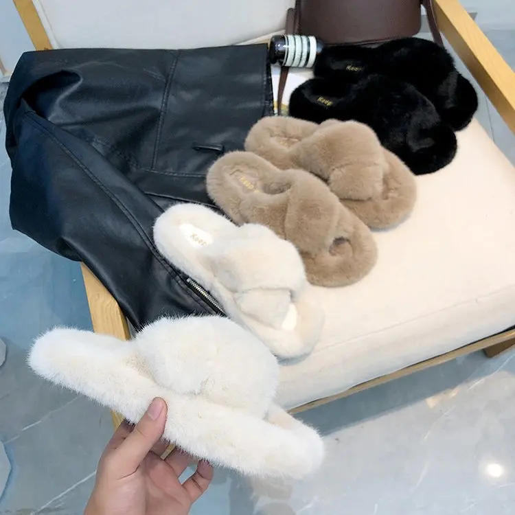 

Maggie's Walker 2020 Spring New Fuzzy Slippers Sliders Shoes Soft Comfort Footwear Shoe Cute Winter Fur Home Shoe Casual Shoes