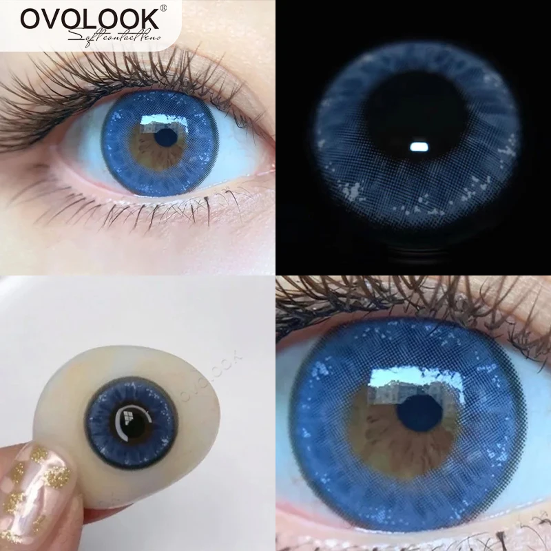 

OVOLOOK-2pcs/pair Beauty Lenses Blue Planet Colored Lenses for Eyes Cosmetic Contact Lenses Myopia Clear Vision Eye Color Lens