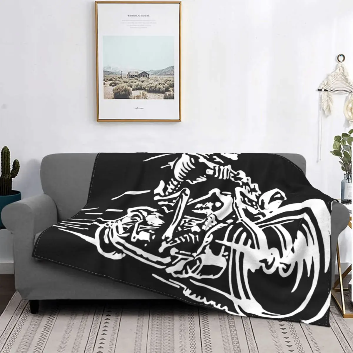 

Manta de tela estampada informal para motocicleta, colcha a cuadros para cama, sofá, Anime, de felpa