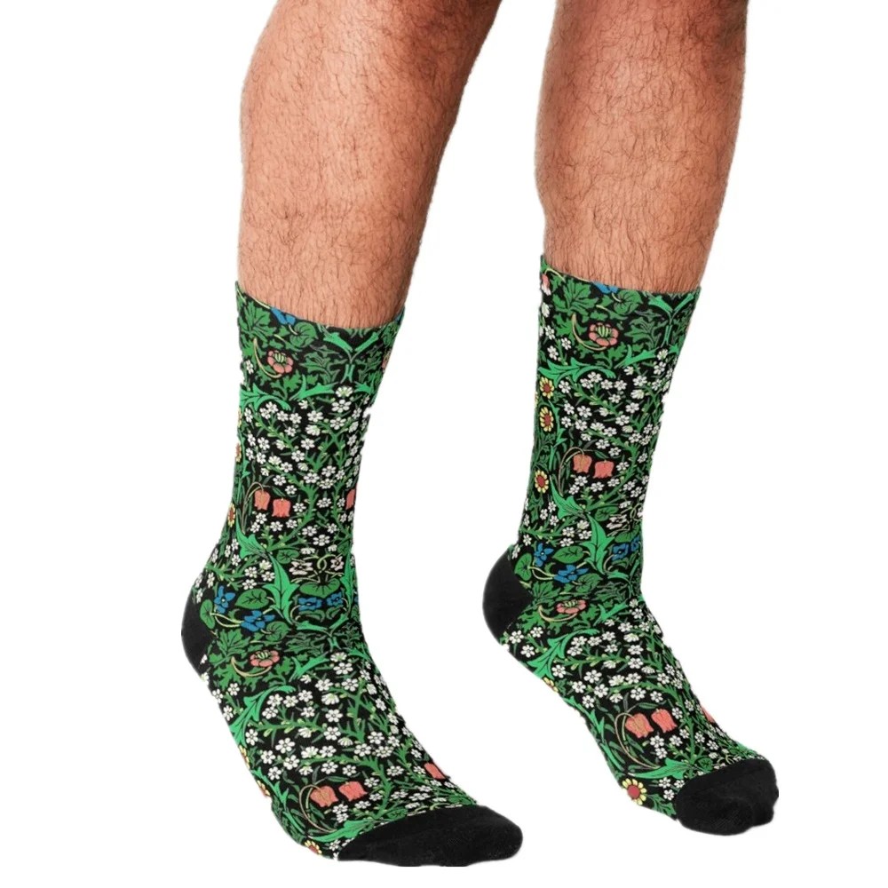 

Забавные мужские носки с принтом Уильяма Морриса, смешные мужские носки в стиле хип-хоп, уличные сумасшедшие носки для мужчин, 2021