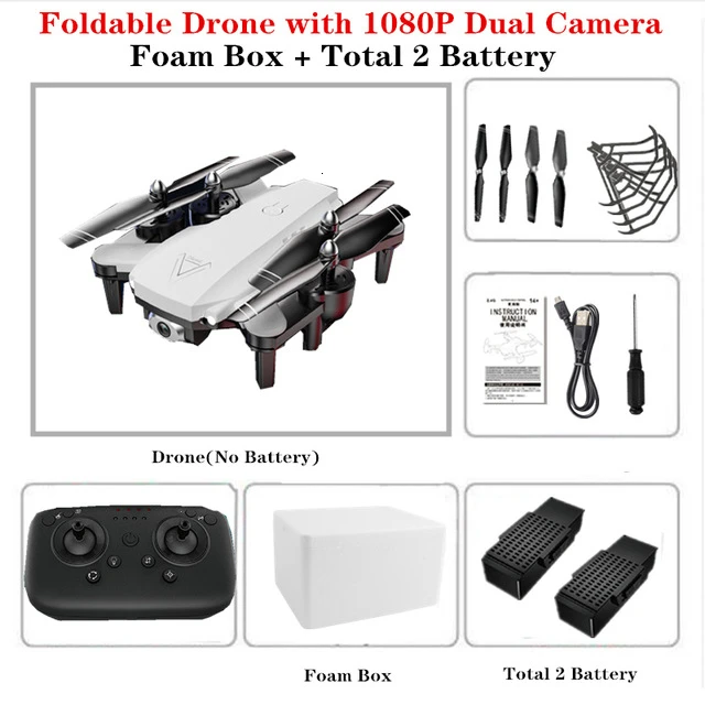 White 1080P 2B Foam 4K L103 радиоуправляемые вертолеты камера Wifi Fpv Дрон Gps Дрон удержание высоты 2,4g оптическое положение потока Дрон камера радиоуправляемые игрушки для детей - Цвет: White 1080P 2B Foam