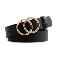 belt for women golden double ring buckle fashion style leather women belt for jeans pants