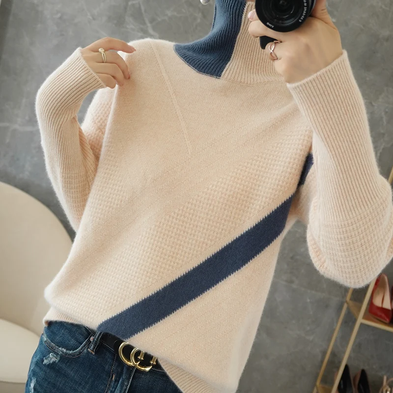 adohon 2020 woman winter 100% Cashmere sweaters autumn knitted Pullovers High Quality Warm Female thickening Turtleneck