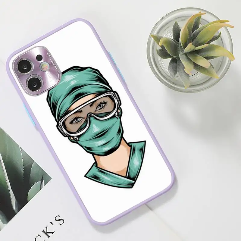 

Cartoon doctor Phone Case Color Matte Transparent for iPhone 7 8 11 12 s mini pro X XS XR MAX Plus funda