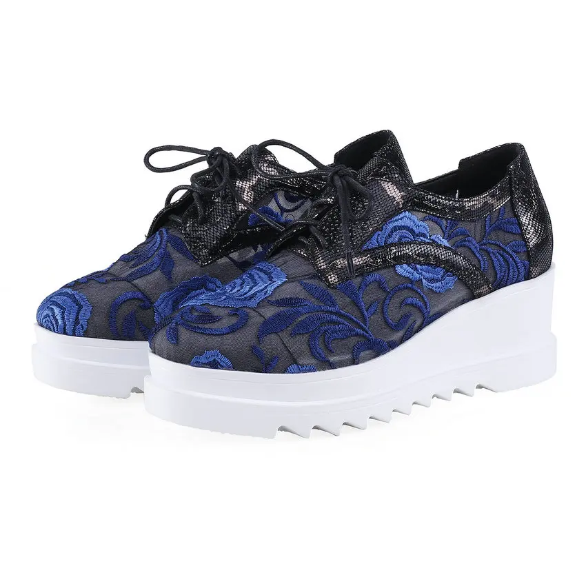 Женская обувь ESVEVA на танкетке из искусственной кожи с принтом шнурках осень