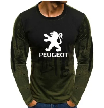 

2020 new Gradient O neck pullover Sweatshirts for Peugeot Motors Car Logo Printed Casual Cotton Men Hoodies Hip Hop