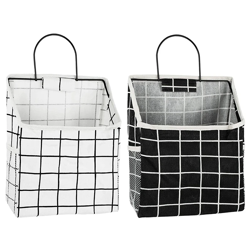 

2Pcs Wall Hanging Storage Bag,Waterproof over the Door Closet Organizer with Metal Frame, Stylish Hanging Pocket Linen