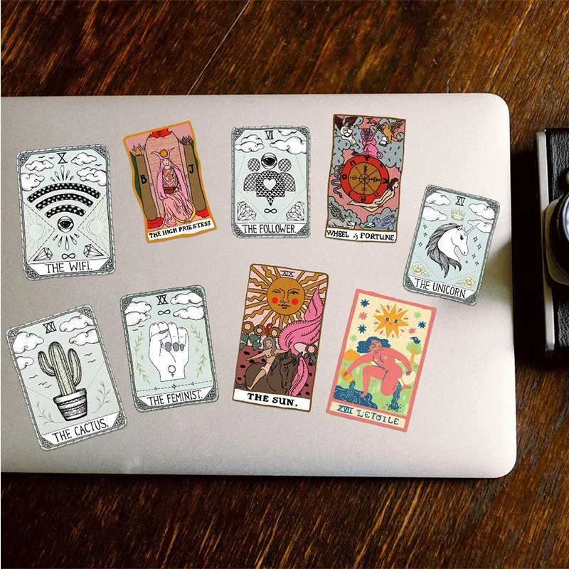 

50Pcs/set Tarot Card Divination Cartoon Stickers For Skateboard DIY TOY Fridge Laptop Luggage Notebook Guitar Scrapbook