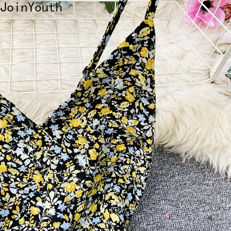 Женское шифоновое платье Joinyouth с V-образным вырезом открытой спиной и принтом