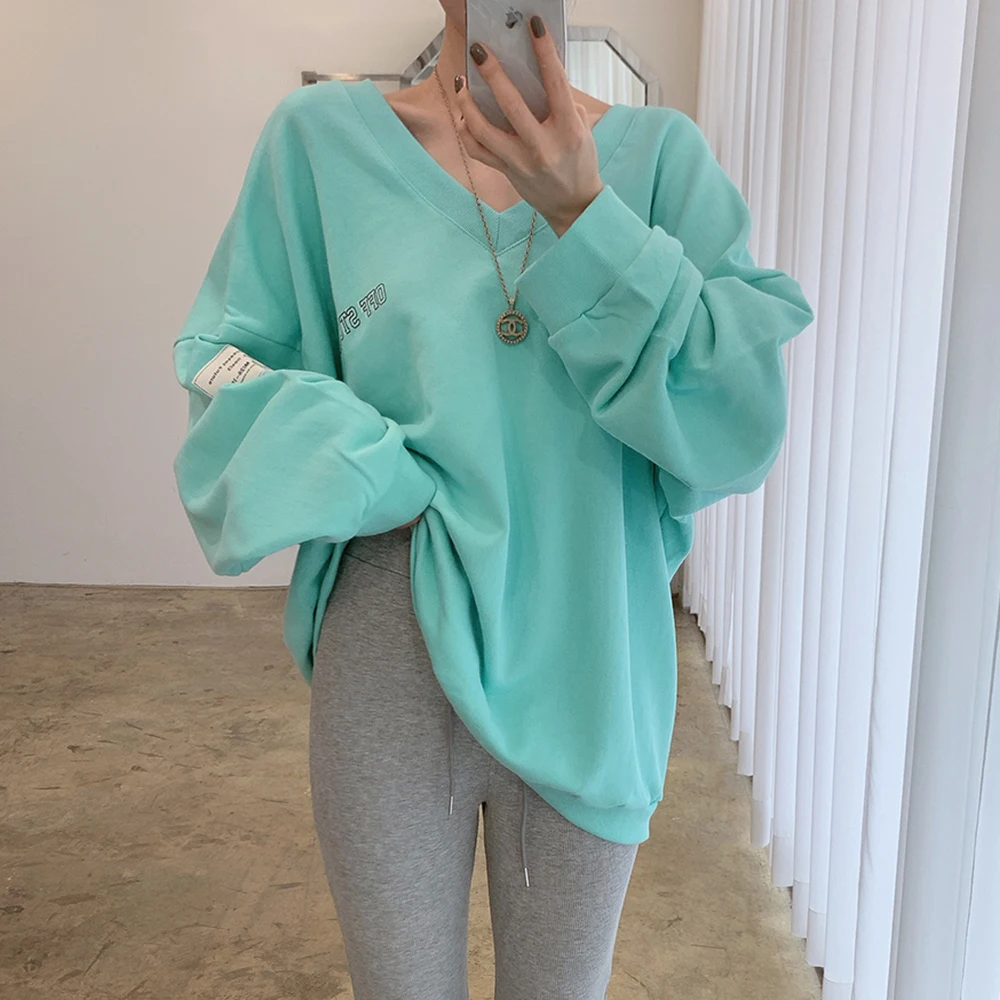 

Chic Autumn Casual Pullover Fashion Loose Sweatshirt Sudaderas Para Mujer Casaco Feminino Pastel Moletom Feminino Ariana Grande