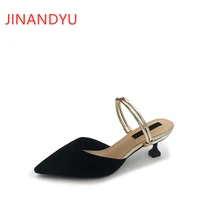 thin heels sandals women summer pointed toe shoes for women slippers sandals fashion new comfy party shoes kitten heels slippers