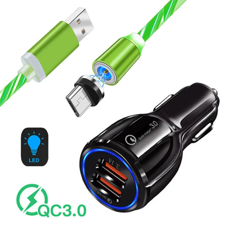 Магнитный светящийся микро usb кабель для Samsung A10 Huawei Y5 Y9 Xiaomi Redmi 5 7A Umidigi A5 Pro Quick charge 3 0