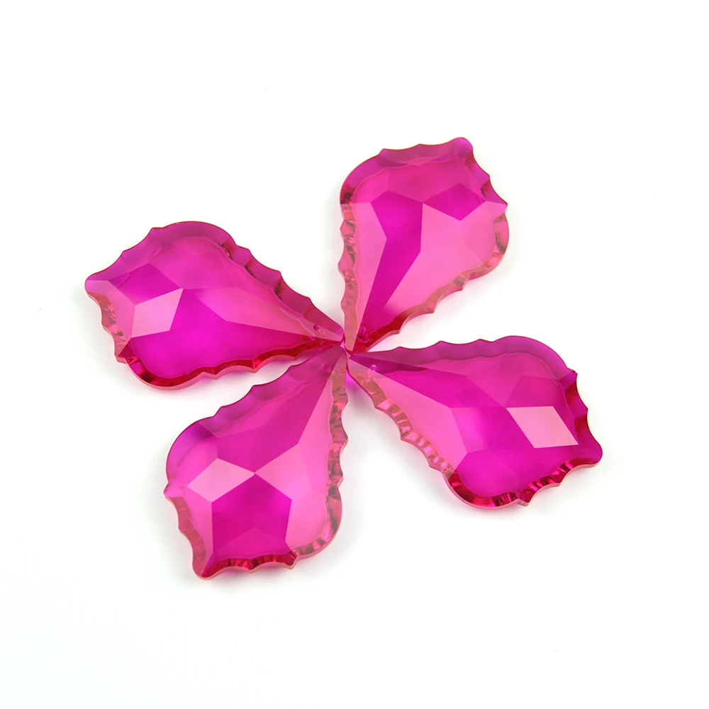 Fuchsia Хрустальная люстра в виде кленового листа, стеклянная люстра, призма, детали, хрустальная люстра, подвески 63 мм/76 мм, 10~ 100 шт, цветная Люстра для домашнего декора - Цвет: Fuchsia