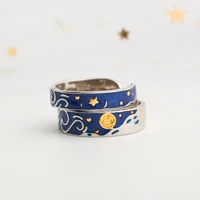925 sterling silver star couple ring womens korean fashion elegant ocean blue bracelet for woman