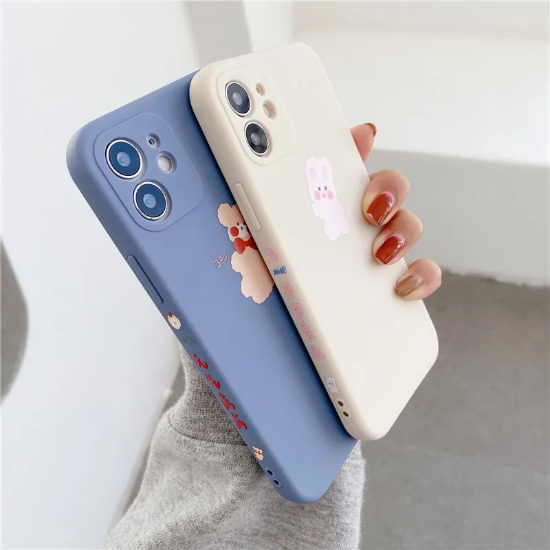 

Fashion INS Kawaii Cartoon Animal Bear Korean Phone Case For iPhone 11 Pro Max 7 7 Puls 8P X XR XsMax Cute Soft Silicone Cover